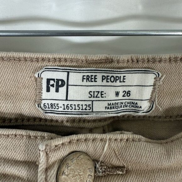 Free People Jeans Women's 26 Tan Denim Button Fly Raw Hem Skinny Jeans - Picture 6 of 11